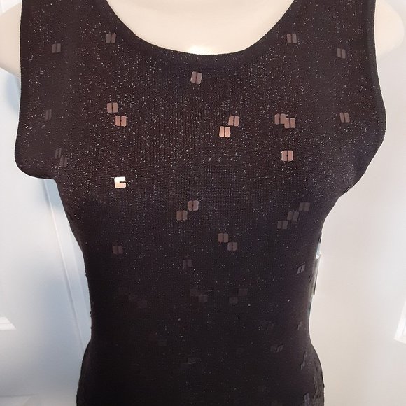 Vintage Joseph A brown Metallic shimmer beaded sleeveless silk top - Picture 4 of 12